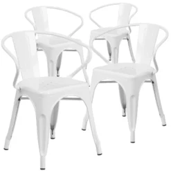 Emma And Oliver Commercial Grade 4 Pack Metal Indoor-Outdoor Chair With Arms -Emma And Oliver GUEST f007e400 9c91 4c77 93d1 98125fbd4b81