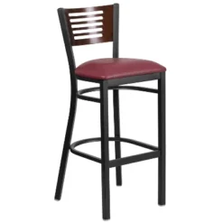 Emma And Oliver Black Decorative Slat Back Metal Restaurant Dining Barstool -Emma And Oliver GUEST f04d2ba4 a6ba 40c3 bf80 ba9698fb98c2