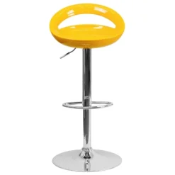 Emma And Oliver Yellow Plastic Adjustable Height Barstool With Chrome Base -Emma And Oliver GUEST f1208f10 95a5 4140 9ba7 6387e975536d
