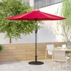 Emma And Oliver 9' Outdoor Patio Umbrella-Crank & Tilt Function - 1.5" Diameter Steel Pole
