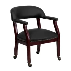 Emma And Oliver Conference Chair With Accent Nail Trim And Casters -Emma And Oliver GUEST f1b4fc11 11ce 439a 85f9 863f59e35b4f
