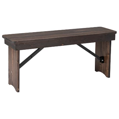 Emma And Oliver 40" X 12" Antique Rustic Solid Pine Folding Farm Bench - Portable Bench 14 Emma And Oliver 40" X 12" Antique Rustic Solid Pine Folding Farm Bench - Portable Bench - Image 14