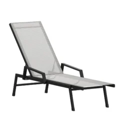 Emma And Oliver Textilene Adjustable 5 Position Patio Chaise Lounge With Armrests And Metal Frame -Emma And Oliver GUEST f36c4399 ba2d 45df b2af be299fab5332