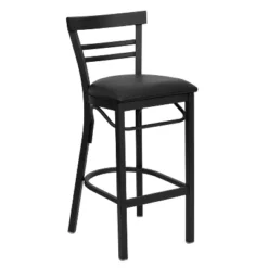 Emma And Oliver Two-Slat Ladder Back Black Metal Restaurant Dining Barstool -Emma And Oliver GUEST f3a1f062 f6b8 47e2 a3eb b3756eb00274