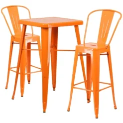 Emma And Oliver Commercial Grade 23.75" Square Metal Indoor-Outdoor Bar Table Set, 2 Back Stools -Emma And Oliver GUEST f3ef4c0a c554 43e4 8bb8 a1a893259f6d
