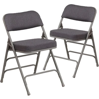 Emma And Oliver 2 Pack Premium Curved Triple Braced & Hinged Fabric Upholstered Metal Folding Chair 8 Emma And Oliver 2 Pack Premium Curved Triple Braced & Hinged Fabric Upholstered Metal Folding Chair - Image 8