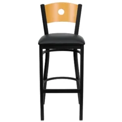 Emma And Oliver Wood Circle Back Black Metal Restaurant Dining Barstool -Emma And Oliver GUEST f43c2db9 34b3 4f41 82d9 97f19708aa8d