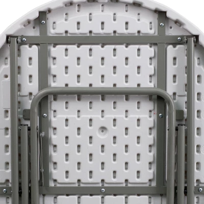 Emma And Oliver 2.63-Foot Round Granite White Plastic Folding Table - Event Table 4 Emma And Oliver 2.63-Foot Round Granite White Plastic Folding Table - Event Table - Image 4