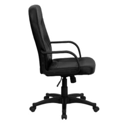 Emma And Oliver High Back Black Glove Vinyl Executive Swivel Office Chair With Arms -Emma And Oliver GUEST f4a48ecf a4bd 45ac 8514 024f8c5aea17