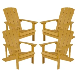 Emma And Oliver 4 Pack Outdoor All-Weather Poly Resin Wood Adirondack Chairs -Emma And Oliver GUEST f4d990a6 1c55 4141 b94e f67af8b4bb72