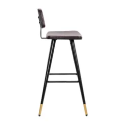 Emma And Oliver Set Of 2 Commercial Grade LeatherSoft Barstools With Gold Tipped Iron Legs -Emma And Oliver GUEST f4e236c2 69ac 468f b480 578f83d667d2