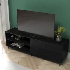 Emma And Oliver Mid-Century Modern TV Stand With Drawers And Shelf 14 Emma And Oliver Mid-Century Modern TV Stand With Drawers And Shelf -Emma And Oliver GUEST f518497a 9119 4614 b619 823dbc608a44