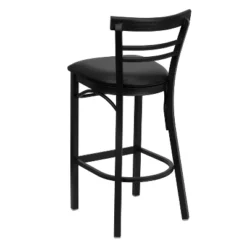 Emma And Oliver Two-Slat Ladder Back Black Metal Restaurant Dining Barstool -Emma And Oliver GUEST f6434a2e 6878 4f15 b342 f310b7b02c27