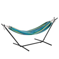 Emma And Oliver Cotton Two Person Hammock With Space Saving Steel Stand, Premium Carry Bag And Hanging Hardware -Emma And Oliver GUEST f683e500 6db1 4dfd 8ae6 27a033dfa0be