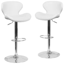 Emma And Oliver 2 Pack Contemporary Vinyl Adjustable Height Barstool With Curved Back And Chrome Base -Emma And Oliver GUEST f6949532 afe6 4b7f 9c97 c539a079212a