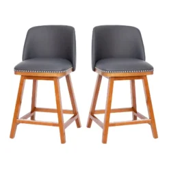 Emma And Oliver Upholstered Mid-Back Stools With Nailhead Accent Trim & Wood Frames 26 Emma And Oliver Upholstered Mid-Back Stools With Nailhead Accent Trim & Wood Frames -Emma And Oliver GUEST f6a186bf 2844 4b44 ae96 5bf753057b3c