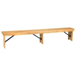 Emma And Oliver 8' X 12" Antique Rustic Solid Pine Folding Farm Bench - Portable Bench -Emma And Oliver GUEST f6b0c9c3 e3c2 4f74 b27c c584cca9a41e