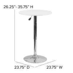 Emma And Oliver 23.75" Round 26.25" - 35.75 Adjustable Height White Wood Table -Emma And Oliver GUEST f7006e39 4041 48ef b609 ab6f161b0a14