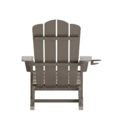 Emma And Oliver Adirondack Rocking Chair With Cup Holder, Weather Resistant HDPE Adirondack Rocking Chair In Brown -Emma And Oliver GUEST f739b804 4248 4d7d 8762 81579ea3e952