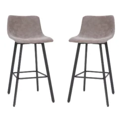Emma And Oliver Set Of Two 30" Modern Upholstered Barstools, Matte Metal Frames And Plastic Floor Glides -Emma And Oliver GUEST f74fa748 6bff 4c64 a765 2b809670bf60