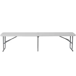 Emma And Oliver 10.25"Wx71"L Portable Bi-Fold Granite White Plastic Bench -Emma And Oliver GUEST f7865530 359b 44cb 9619 16fabaedf908