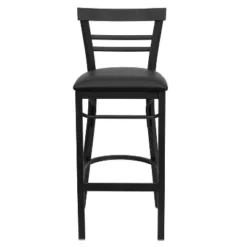 Emma And Oliver Two-Slat Ladder Back Black Metal Restaurant Dining Barstool -Emma And Oliver GUEST f7a83208 843e 41d1 932b 33b07043944e