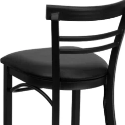 Emma And Oliver Two-Slat Ladder Back Black Metal Restaurant Dining Barstool -Emma And Oliver GUEST f7cc6743 1476 4ac4 a8c6 8a880ffe264d