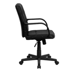 Emma And Oliver Mid-Back Black LeatherSoft Swivel Task Office Chair With Arms -Emma And Oliver GUEST f81e2d1c aeb6 4baf b4de ed5034653ee4