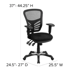 Emma And Oliver Mid-Back Black Mesh Multifunction Ergonomic Office Chair With Adjustable Arms -Emma And Oliver GUEST f8375748 5dda 4bfc a917 3290ecf3ed96