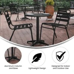 Emma And Oliver 23.5'' Round Aluminum Indoor-Outdoor Table Set With 2 Slat Back Chairs -Emma And Oliver GUEST f90dad55 9728 4f3c beb4 1279951aca4c