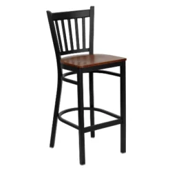 Emma And Oliver Black Vertical Back Metal Restaurant Dining Barstool -Emma And Oliver GUEST f9656728 aedd 43f5 957a dd895cf6bac3