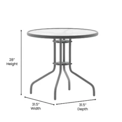 Emma And Oliver 31.5" Round Tempered Glass Metal Table With Smooth Ripple Design Top -Emma And Oliver GUEST f96d8597 e566 4b1f 9836 0848348f07e7
