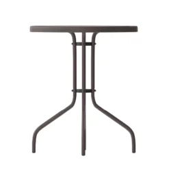 Emma And Oliver 23.75" Round Tempered Glass Metal Table With Smooth Ripple Design Top -Emma And Oliver GUEST f986470f cfd4 46dc 8e64 216d3061b250