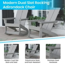 Emma And Oliver Set Of 2 Modern All-Weather Poly Resin Adirondack Rocking Chairs For Indoor/Outdoor Use -Emma And Oliver GUEST fa02d4a4 2f30 4632 ab84 300f80300539