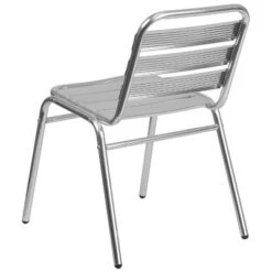 Emma And Oliver 4 Pack Commercial Aluminum Indoor-Outdoor Restaurant Stack Chair - Triple Slat Back -Emma And Oliver GUEST fa34dd04 3f38 4c77 8578 c5a64151e9f5