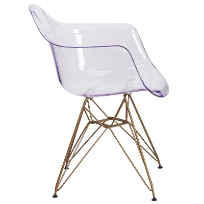 Emma And Oliver Transparent Side Chair With Arms And Gold Base 7 Emma And Oliver Transparent Side Chair With Arms And Gold Base - Image 7