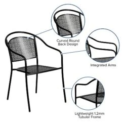 Emma And Oliver Commercial Grade 5 Pack Indoor-Outdoor Steel Patio Arm Chair With Round Back -Emma And Oliver GUEST fb52059b f1fe 42ce 8396 6537cd6f6b32