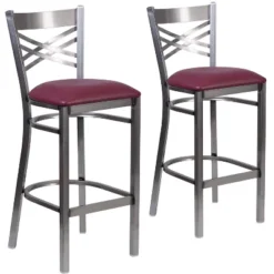 Emma And Oliver 2 Pack Clear Coated "X" Back Metal Restaurant Barstool -Emma And Oliver GUEST fb5f6dbd 9056 4f74 9f65 4ca47d02e5cf