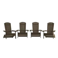 Emma And Oliver Set Of 4 Indoor/Outdoor Poly Resin Folding Adirondack Chairs, All-Weather Chairs For Porch, Patio, Or Sunroom -Emma And Oliver GUEST fc2457c0 8a93 4b03 81e1 849cbfc17c68