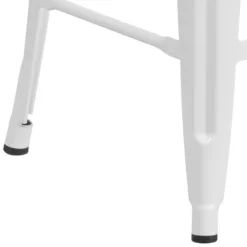 Emma And Oliver 24"H Backless White Metal Counter Height Stool With Wood Seat -Emma And Oliver GUEST fc76b418 2016 43eb 8846 4d8a3f18eca8