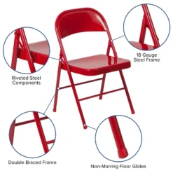 Emma And Oliver 2 Pack Home & Office Double Braced Party Events Steel Metal Folding Chair -Emma And Oliver GUEST fccbbfa2 ffd6 4784 bffd e059cbab6ae4