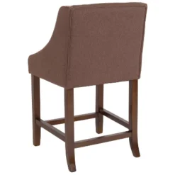 Emma And Oliver 24"H Transitional Walnut Counter Stool W/ Accent Nail Trim -Emma And Oliver GUEST fcd804dc 302f 43a5 aa62 b4ec015aba45