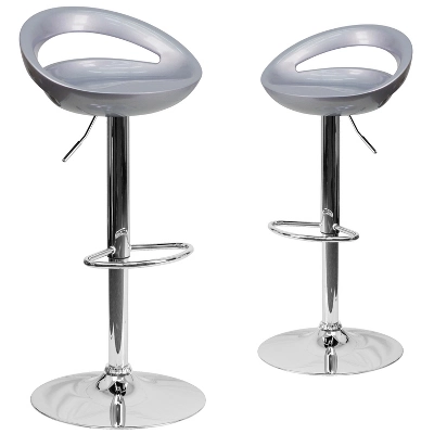 Emma And Oliver 2 Pack Contemporary Plastic Adjustable Height Barstool With Rounded Cutout Back And Chrome Base 12 Emma And Oliver 2 Pack Contemporary Plastic Adjustable Height Barstool With Rounded Cutout Back And Chrome Base - Image 12