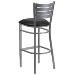 Emma And Oliver Silver Slat Back Metal Restaurant Dining Barstool -Emma And Oliver GUEST fda17c02 ea3c 4ef8 9db9 e5f694cfa4ed