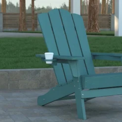Emma And Oliver Set Of 4 Adirondack Chairs With Cup Holders, Weather Resistant HDPE Adirondack Chairs -Emma And Oliver GUEST fe22822d a952 499c 90d0 315d6e515c1f