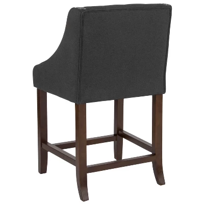 Emma And Oliver 24"H Transitional Tufted Walnut Counter Stool 6 Emma And Oliver 24"H Transitional Tufted Walnut Counter Stool - Image 6