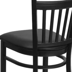 Emma And Oliver Black Vertical Back Metal Restaurant Dining Barstool -Emma And Oliver GUEST fe4d1693 1a53 4ecd bc2e 0f80a646bdea
