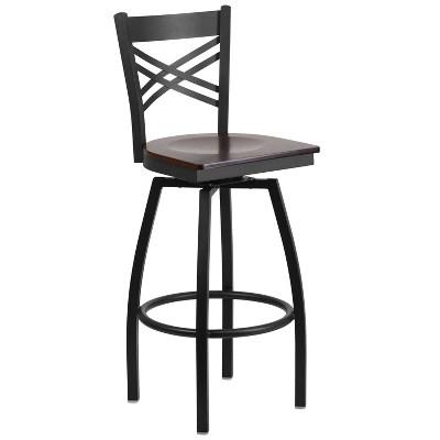 Emma And Oliver Black "X" Back Swivel Metal Restaurant Dining Barstool 13 Emma And Oliver Black "X" Back Swivel Metal Restaurant Dining Barstool - Image 13