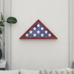 Emma And Oliver Rustic Military Flag Shadow Box For 9.5' X 5' American Veteran Burial Flag - Wall Mount Or Freestanding
