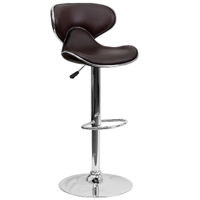 Emma And Oliver 2 Pack Contemporary Cozy Mid-Back Vinyl Adjustable Height Barstool With Chrome Base 5 Emma And Oliver 2 Pack Contemporary Cozy Mid-Back Vinyl Adjustable Height Barstool With Chrome Base - Image 5
